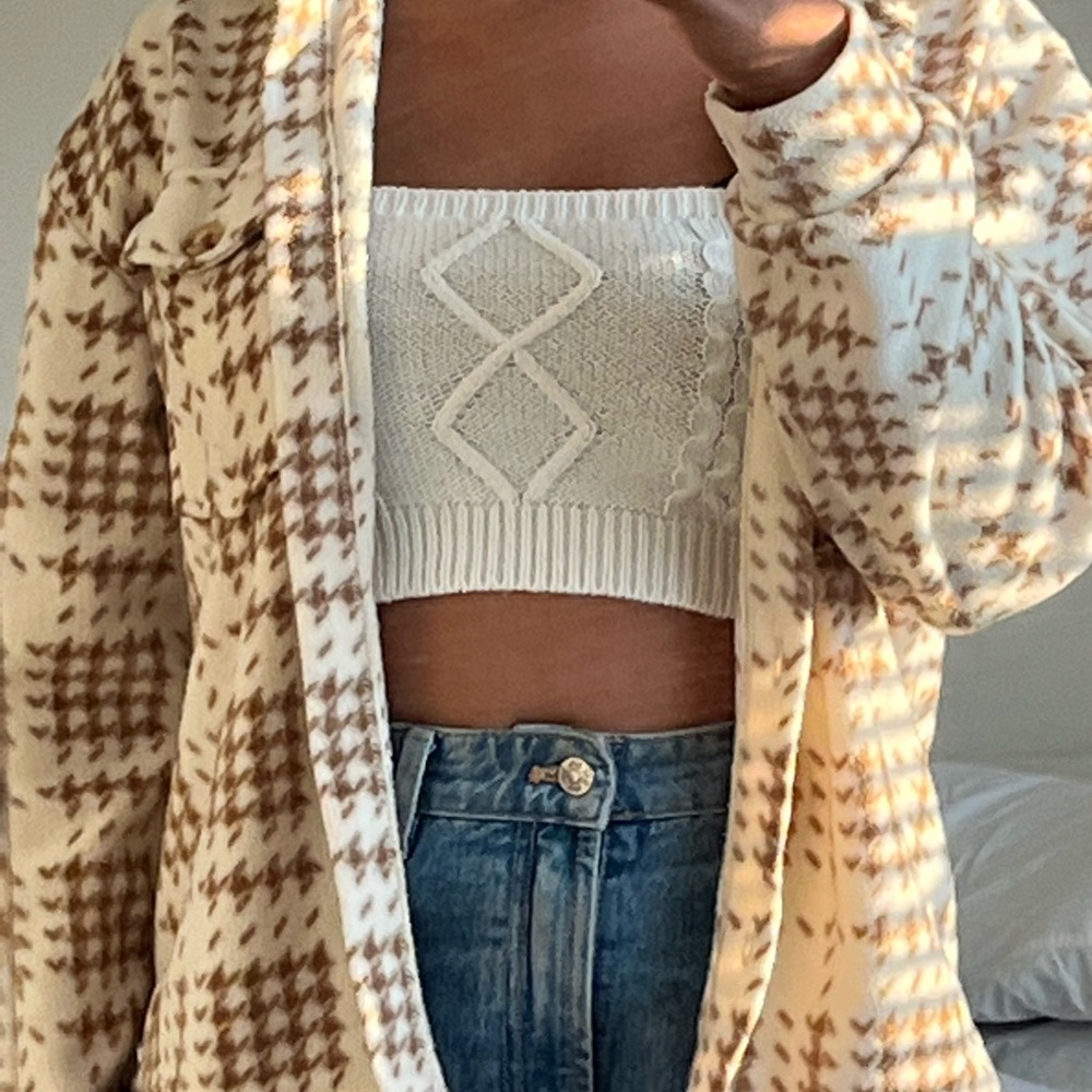 Houndstooth Brown and Beige Shacket